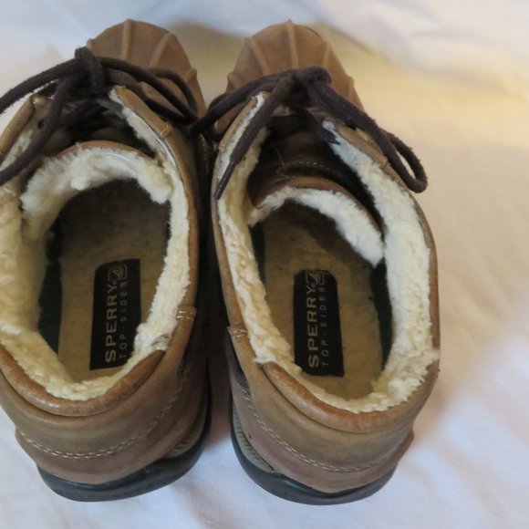 Sperry 10 M Mens Duck Boots Brown Booties Shoes Shearling Lined Water Proof Warm